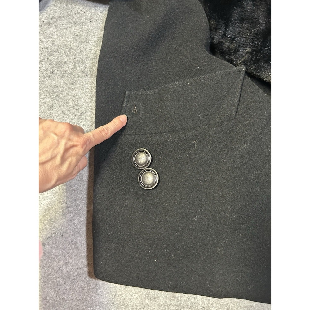 VTG Cache d'Or (Mansfield) Cashmere/Wool Coat Removable Faux Collar Glam L 12 - Picture 11 of 16
